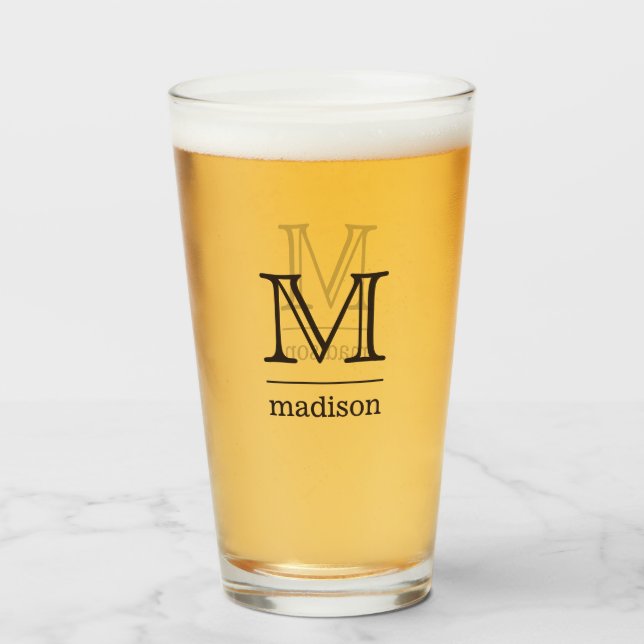 Custom monogram, name and colour pint glass (Back Filled)