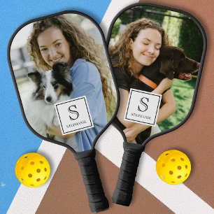 Custom Monogram, Name and Photo Pet 2 Sided Pickleball Paddle