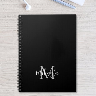 Custom Monogram Name Black Notebook