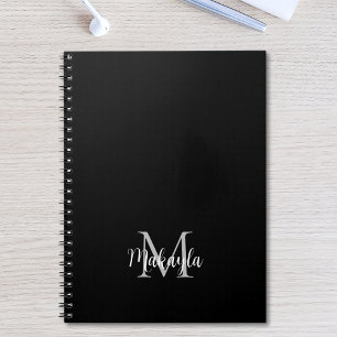Custom Monogram Name Black Notebook