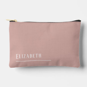 Custom monogram name, blush pink accessory pouch