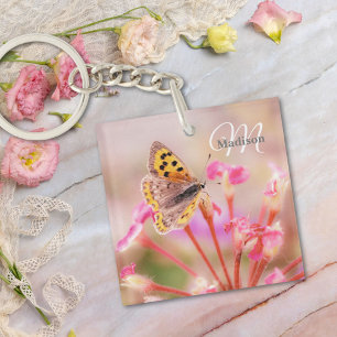 Custom Monogram Name Butterfly Key Ring