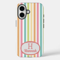 Custom Monogram Name Cheerful Pastel Stripes