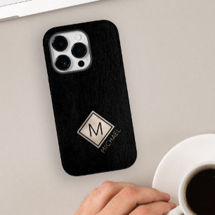 Custom monogram name classy black modern Case-Mate iPhone 14 pro case