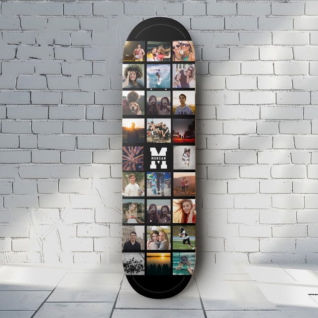 Custom Monogram Name Cool Instagram Photo Collage Skateboard (Creator Uploaded)