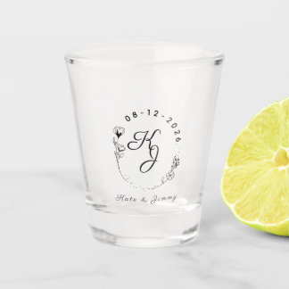 Custom Monogram Name & Date Elegant Wedding Shot Glass