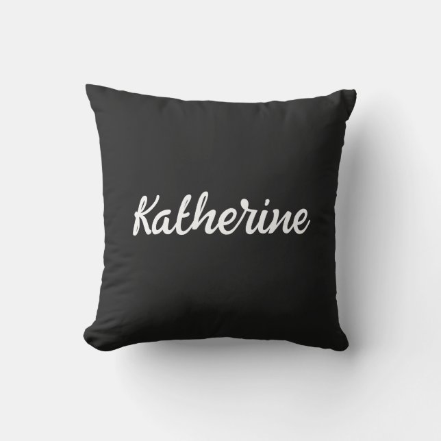 Custom Monogram Name Eerie Black Cushion (Front)