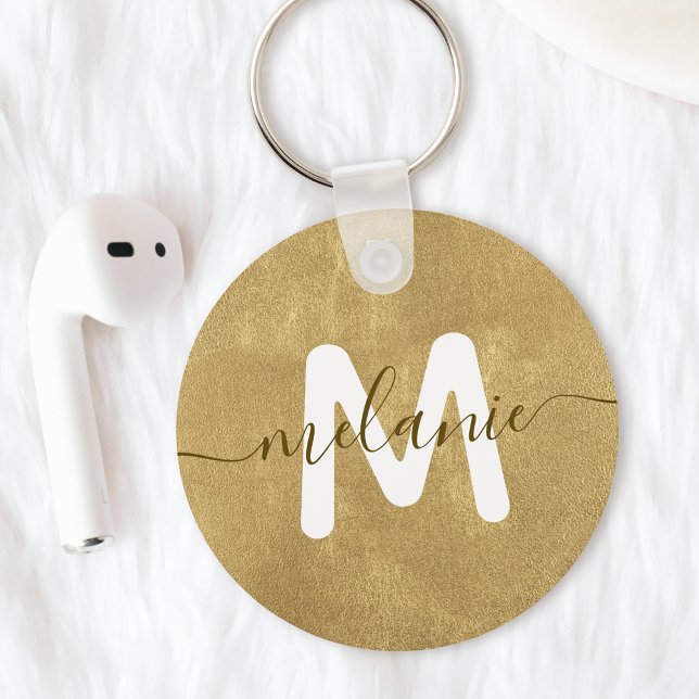 Custom Monogram Name Gold Foil Luxury Key Ring (Creator Uploaded)
