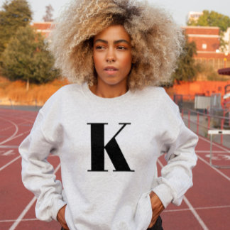 Custom Monogram Name Initial Bold Typography White Sweatshirt