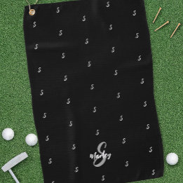 Custom Monogram Name Initial Pattern Modern Blue Golf Towel