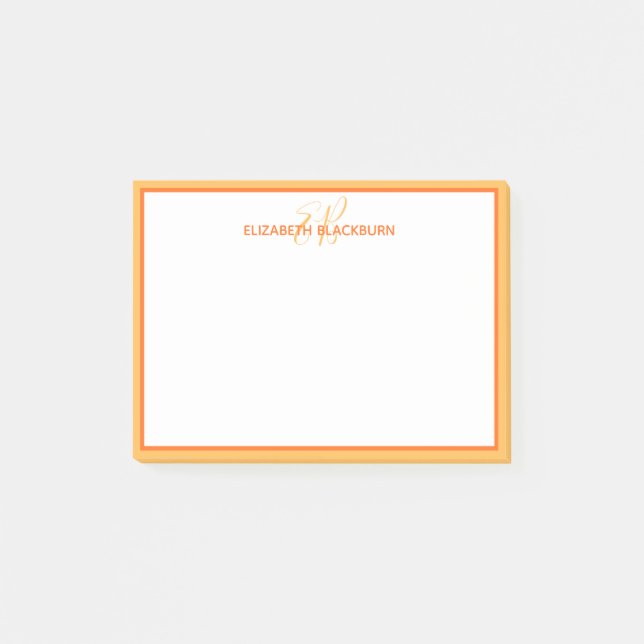 Custom Monogram Name Initials Simple Cute Orange Post-it Notes (Front)