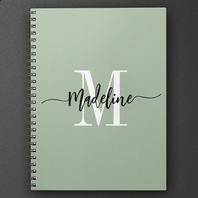 Custom Monogram Name Modern Script Swirls Gift Notebook (Creator Uploaded)