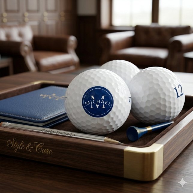 Custom Monogram Name Navy Modern Style Golf Balls (Custom Monogram Name Navy Modern Style Golf Balls)