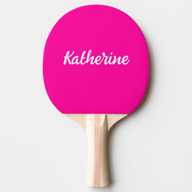 Custom Monogram Name Neon Pink Ping Pong Paddle (Front)