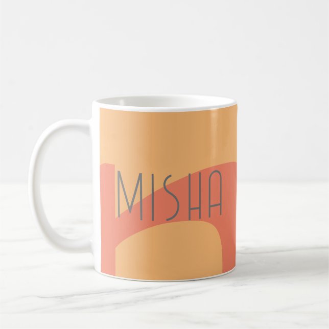 Custom monogram & name peach pink stylish coffee mug (Left)