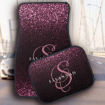Custom Monogram Name Pink Glitter Modern Script Car Mat<br><div class="desc">This modern car floor mat features your personal name and monogram in trendy swirly script calligraphy surrounded with pink black glitter ombre.</div>