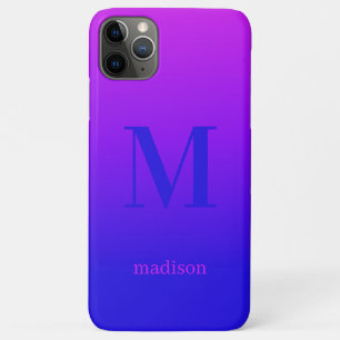 Custom monogram & name Pink to Blue Gradient Case-Mate iPhone Case