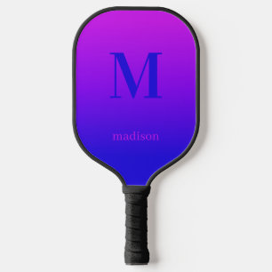 Custom monogram & name Pink to Blue Gradient Pickleball Paddle