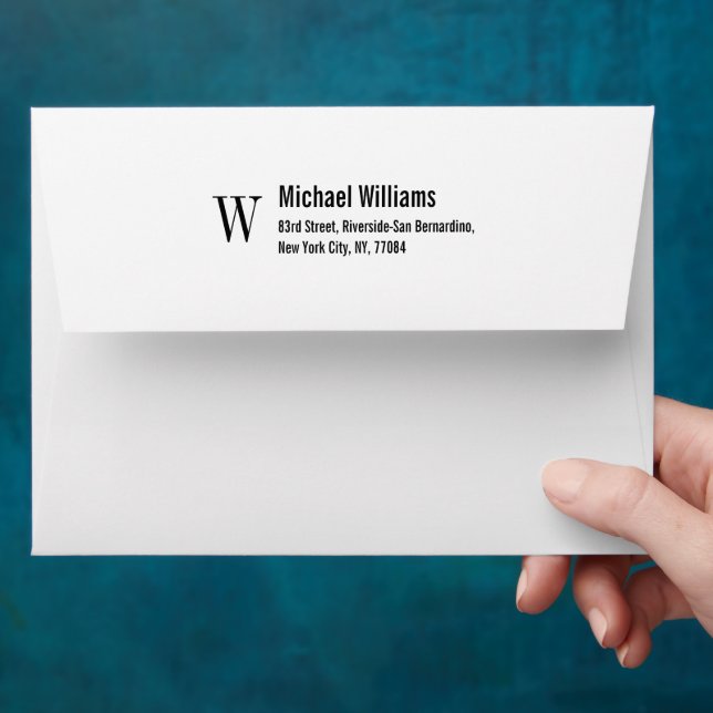 Custom Monogram Name Professional Return Address Envelope (Hand)