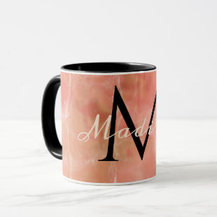 Custom monogram name realistic White Marble Design Mug