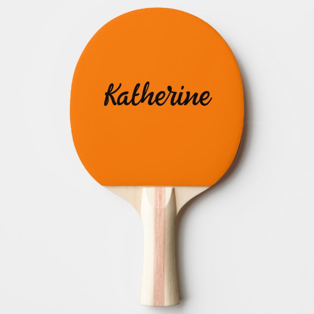 Custom Monogram Name Safety Orange Ping Pong Paddle (Front)