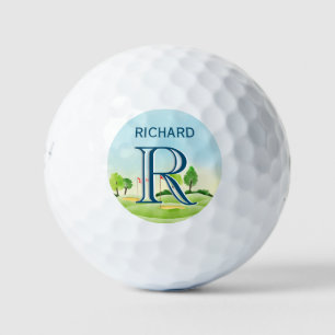 Custom Monogram Name Scenic Course Golf Balls
