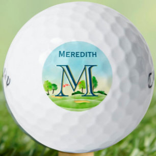 Custom Monogram Name Scenic Course Golf Balls