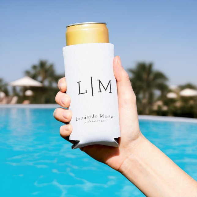 Custom Monogram Name  Seltzer Can Cooler (In Situ Pool)