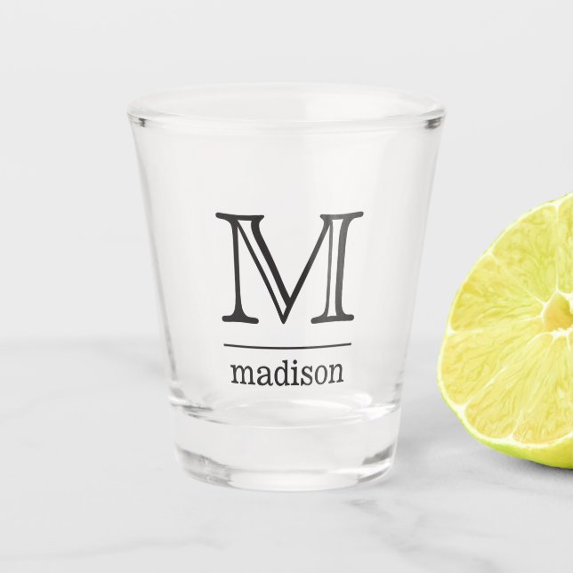 Custom monogram & name shot glass (Front)
