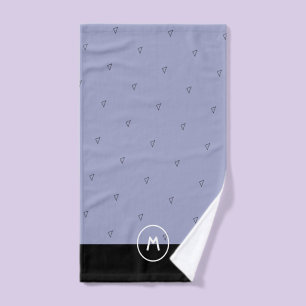 Custom monogram name simple blue black minimalist hand towel