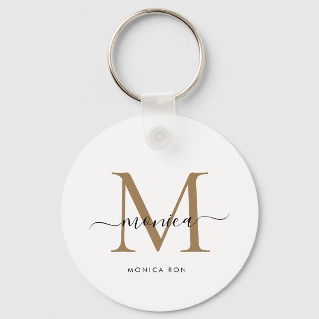 Custom Monogram Name Tote Bag Key Ring (Front)