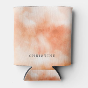 Custom monogram name watercolor hipster coral prep can cooler