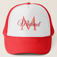Custom Monogram Name White And Red Unisex Baseball