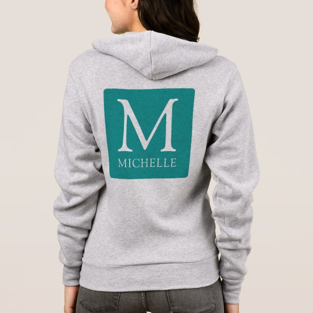 Custom Monogram Name Womens Front & Back Print Hoodie (Back)