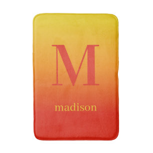 Custom monogram & name Yellow to Red Gradient Bath Mat
