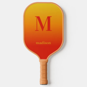 Custom monogram & name Yellow to Red Gradient Pickleball Paddle