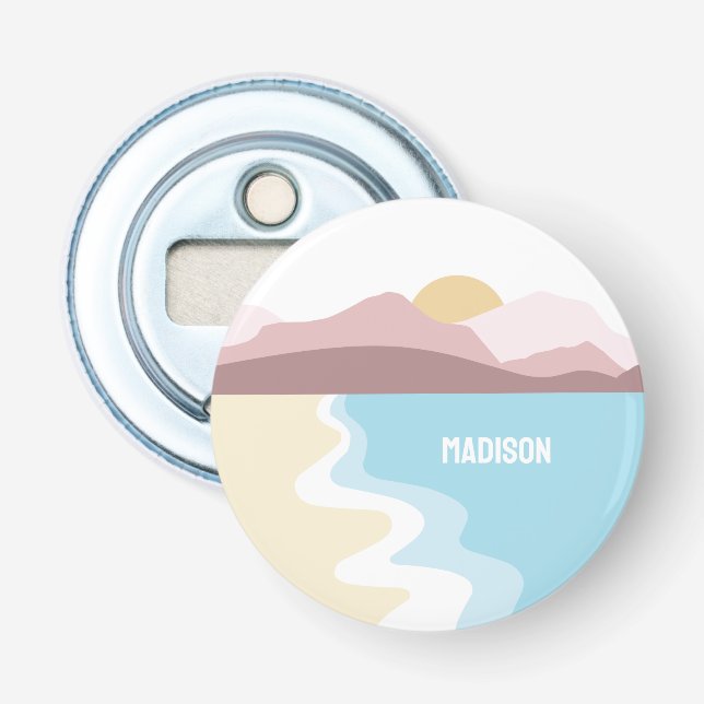 Custom Monogram Nature Illustration Bottle Opener (Front)