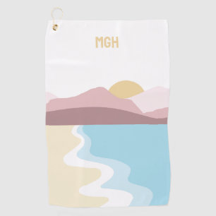 Custom Monogram Nature Illustration Golf Towel
