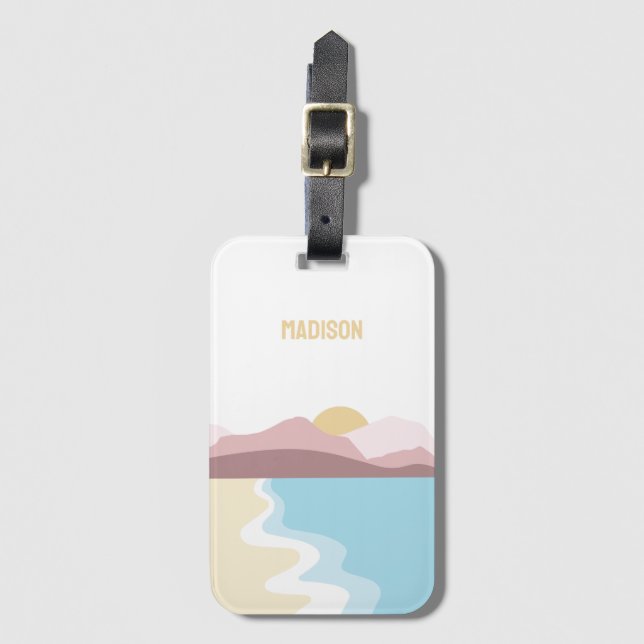 Custom Monogram Nature Illustration Luggage Tag (Front Vertical)