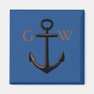 Custom Monogram Nautical Anchor and Line Magnet