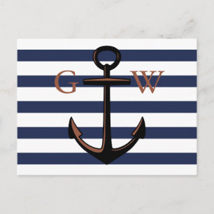 Custom Monogram Nautical Anchor and Line Postcard