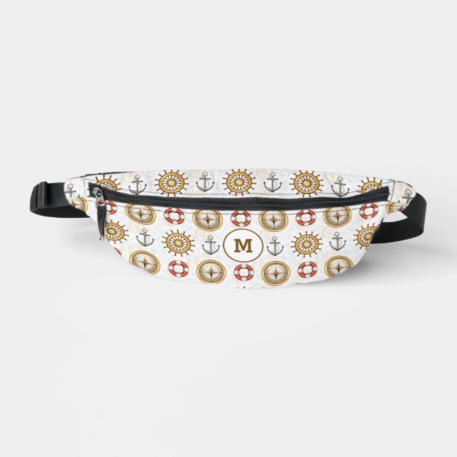 Custom Monogram Nautical Pattern Bum Bags (Front)
