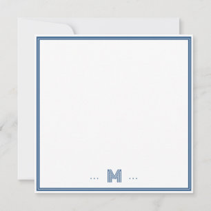 Custom Monogram Navy Blue Border Card