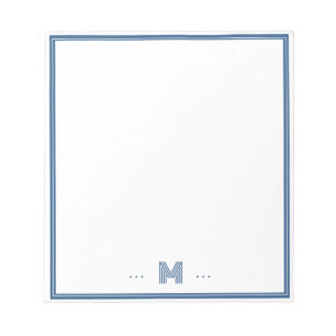 Custom Monogram Navy Blue Border Notepad