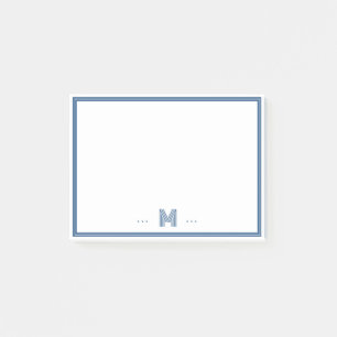 Custom Monogram Navy Blue Border Post-it Notes