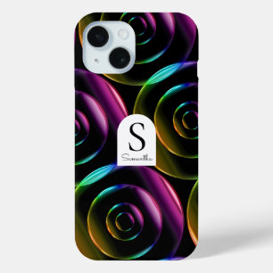 Custom Monogram Neon Glass Phone Case Modern Tech