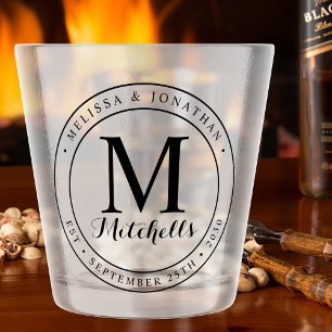 Custom Monogram Newlywed Name Date Wedding Shot Glass