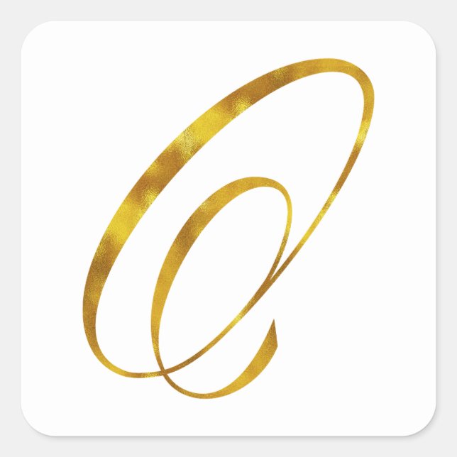 Custom Monogram O Faux Gold Foil Monograms Initial Square Sticker (Front)