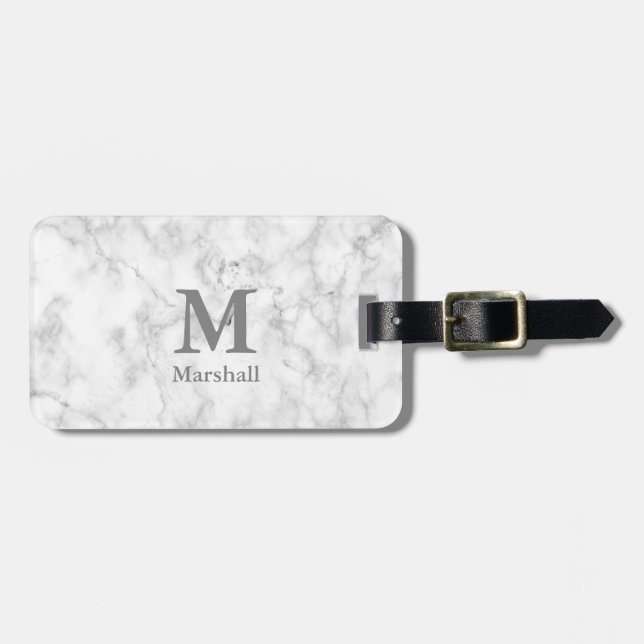Custom Monogram on Marble Luggage Tag (Front Horizontal)