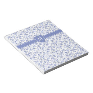Custom Monogram on Stylish Blue Periwinkle Pattern Notepad